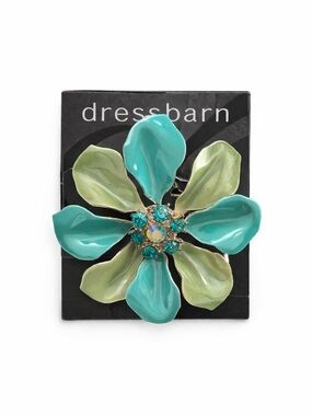 Dressbarn Teal & Light Green Floral Statement Brooch